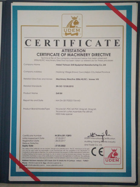 Cina Hebei Yichuan Drilling Equipment Manufacturing Co., Ltd Sertifikasi